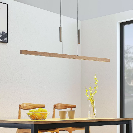 Wooden LED beam pendant lamp Tamlin, beech colored Gazimağusa