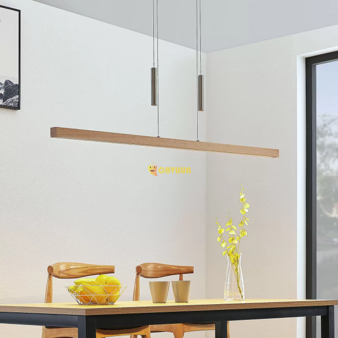 Wooden LED beam pendant lamp Tamlin, beech colored Gazimağusa - photo 1