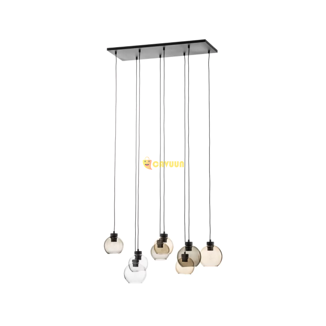 Cubus pendant lamp, clear/honey/brown, glass, E27, 8 flames Gazimağusa - photo 3