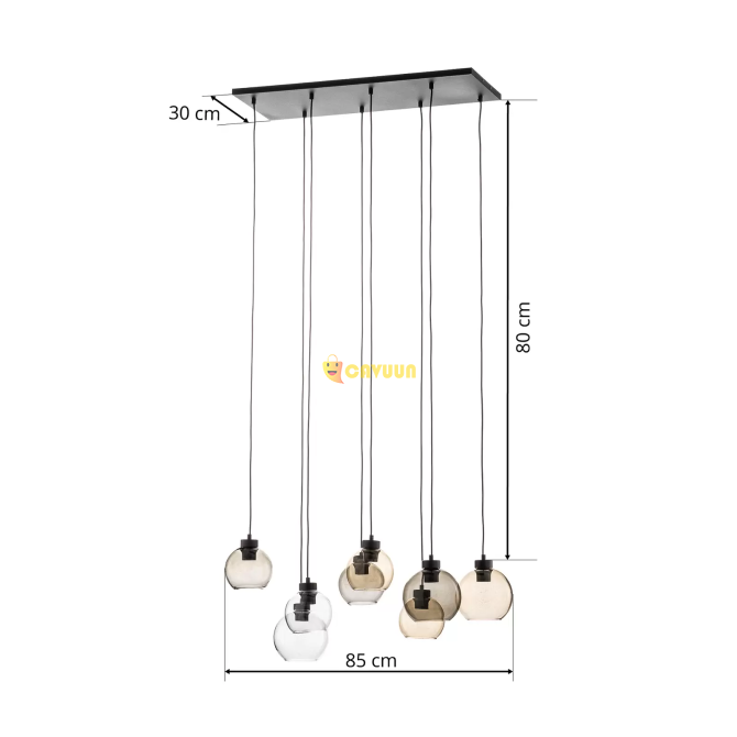 Cubus pendant lamp, clear/honey/brown, glass, E27, 8 flames Gazimağusa - photo 8