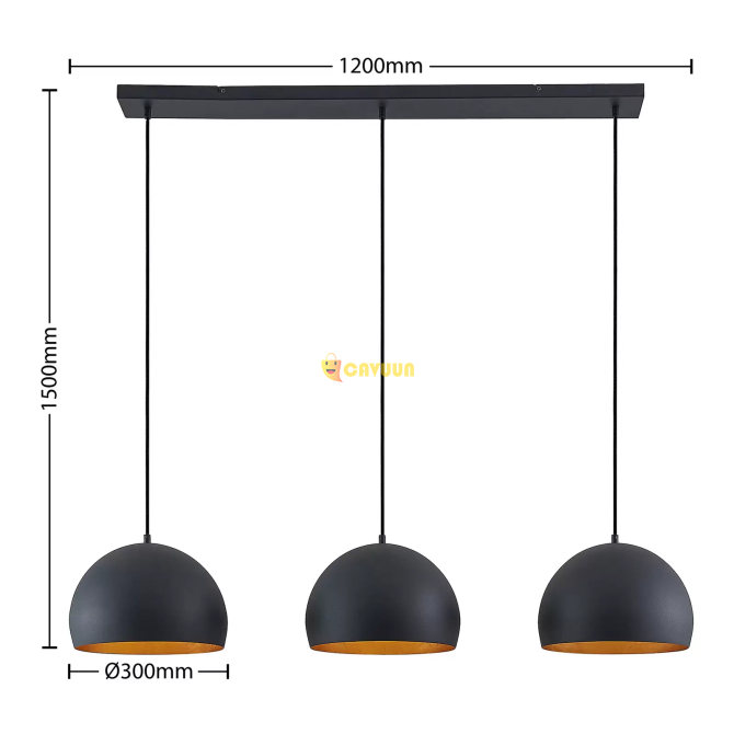 Lindby Tarjei pendant lamp, 120 cm, black-gold, steel Gazimağusa - photo 4