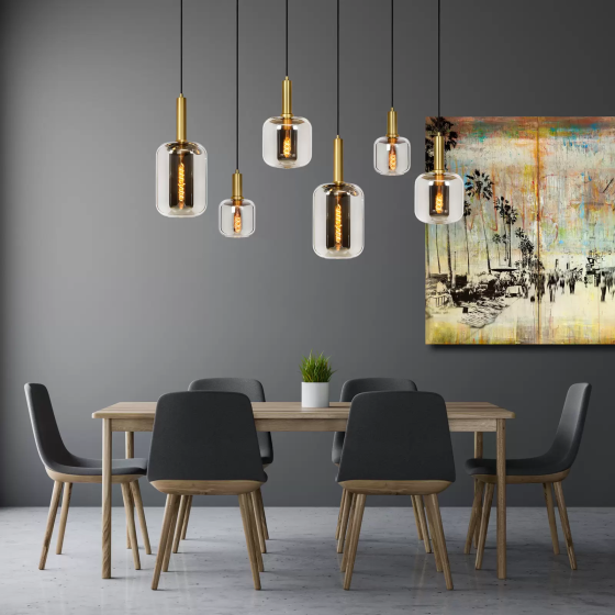 Joanet pendant lamp, smoke grey/black, glass, 132 cm long Gazimağusa