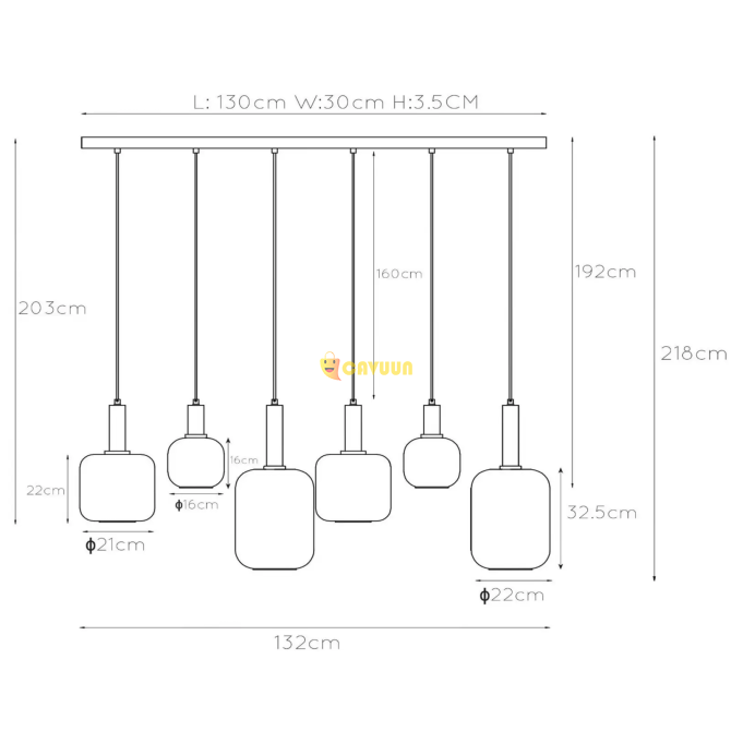 Joanet pendant lamp, smoke grey/black, glass, 132 cm long Gazimağusa - photo 4