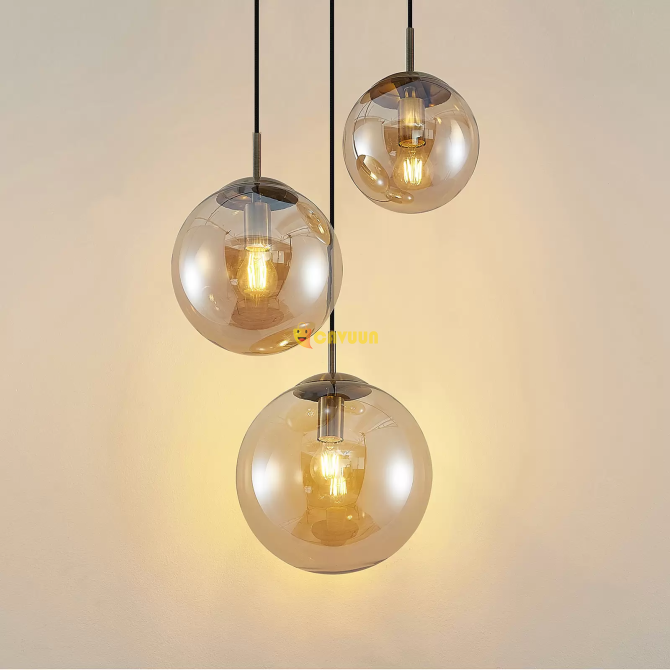 Lindby Teeja pendant lamp, 3 glass balls, amber Gazimağusa - photo 3