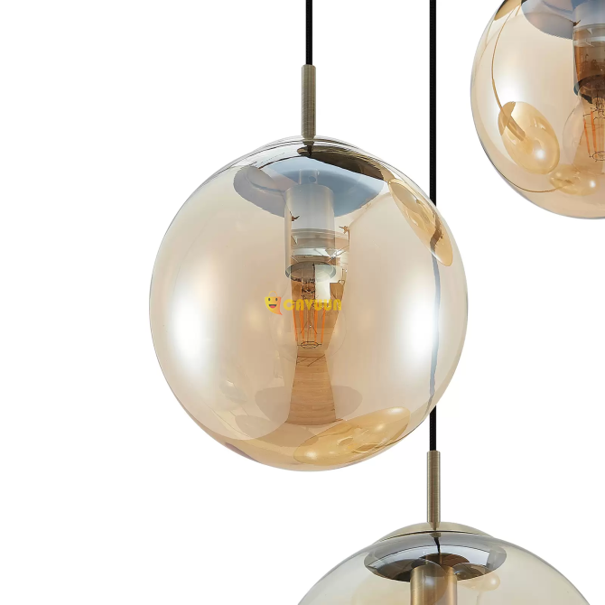 Lindby Teeja pendant lamp, 3 glass balls, amber Gazimağusa - photo 6