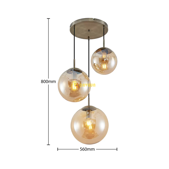 Lindby Teeja pendant lamp, 3 glass balls, amber Gazimağusa - photo 5