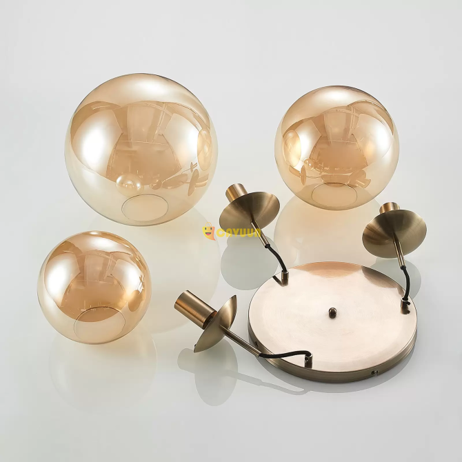 Lindby Teeja pendant lamp, 3 glass balls, amber Gazimağusa - photo 7