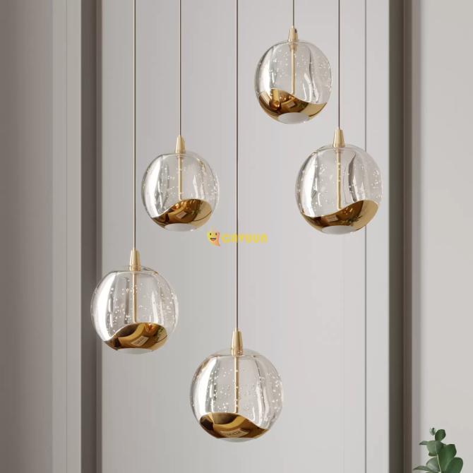 Hanging lamp Hayley, LED, 5 lights, round, gold Gazimağusa - photo 3