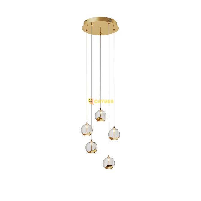 Hanging lamp Hayley, LED, 5 lights, round, gold Gazimağusa - photo 6