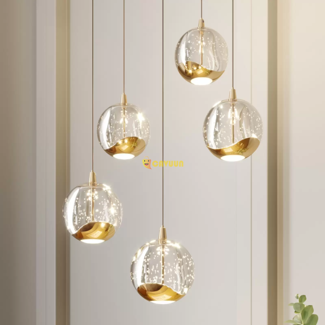 Hanging lamp Hayley, LED, 5 lights, round, gold Gazimağusa - photo 1