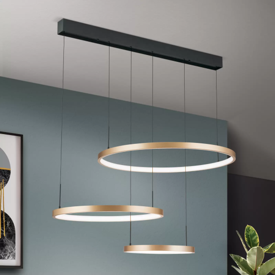 Pendant lamp Sphere, LED, 3-lamps, black/gold Gazimağusa