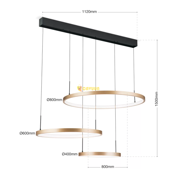 Pendant lamp Sphere, LED, 3-lamps, black/gold Gazimağusa - photo 4