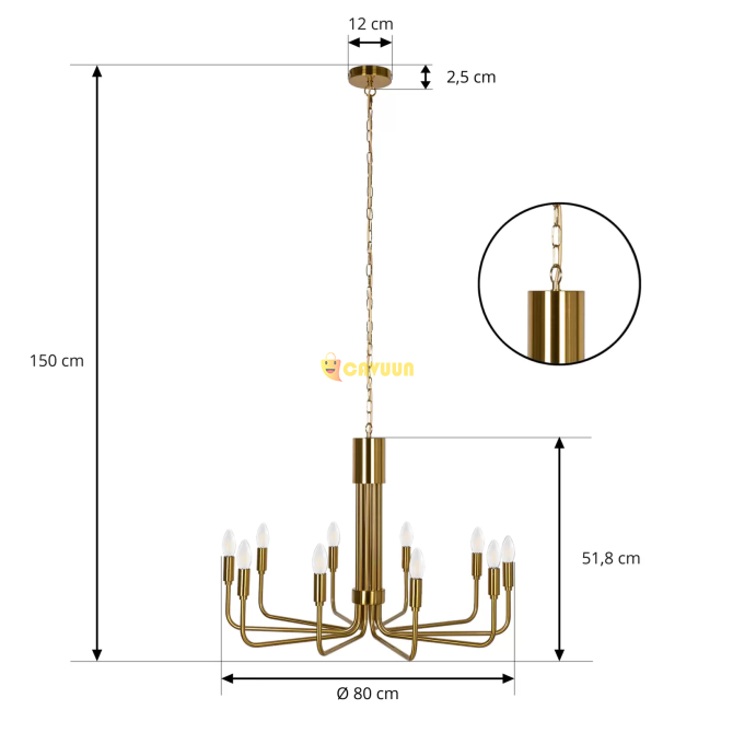 Lindby chandelier 10-lamps, brass Gazimağusa - photo 4