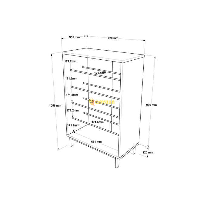 L'occi Concept Sleek 72 cm Shoe Rack with Metal Legs and 5 Shelves Anthracite Sk1-an Istanbul - photo 6