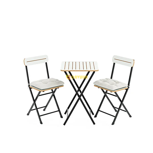 Eportative Bistro Set Cushioned Garden Table Chair White 1403 Istanbul - photo 5