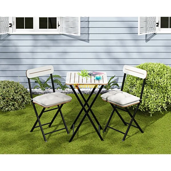 Eportative Bistro Set Cushioned Garden Table Chair White 1403 Istanbul - photo 3