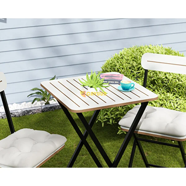 Eportative Bistro Set Cushioned Garden Table Chair White 1403 Istanbul - photo 4