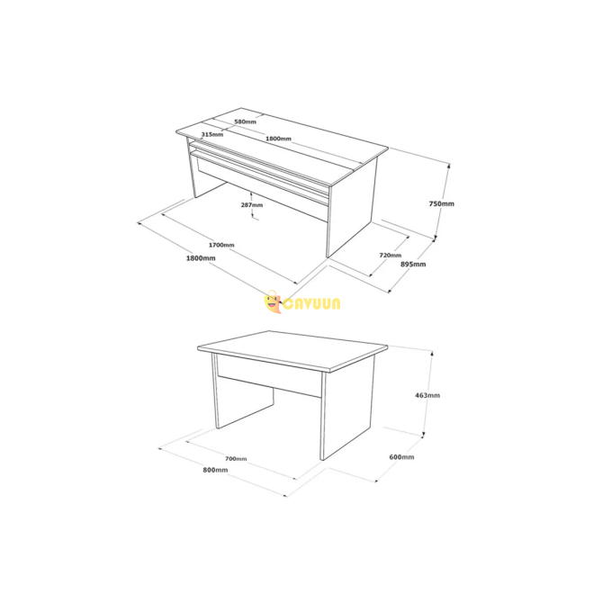 L'occi Concept Darian Office Desk Coffee Table 2-Piece Office Table Set Coffee-concrete-anthracite D Istanbul - photo 3