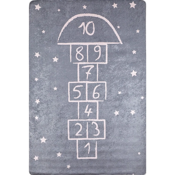 Children's Carpet and Baby Carpet Washable Non-Slip Base Numbers Gray Pink Digital Printed Carpet Istanbul