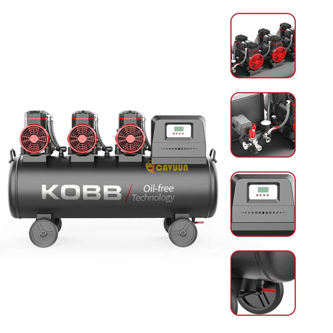 Kobb Kbk100s 6.0hp 100lt 8bar Triple Motor Oil-Free Silent Portable Air Compressor Istanbul - photo 6