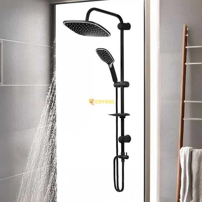 Decordem Eco Oval Shower System, Sliding Hand Shower Set, Stainless Steel, Standard Soap Dish, Black Istanbul - photo 1