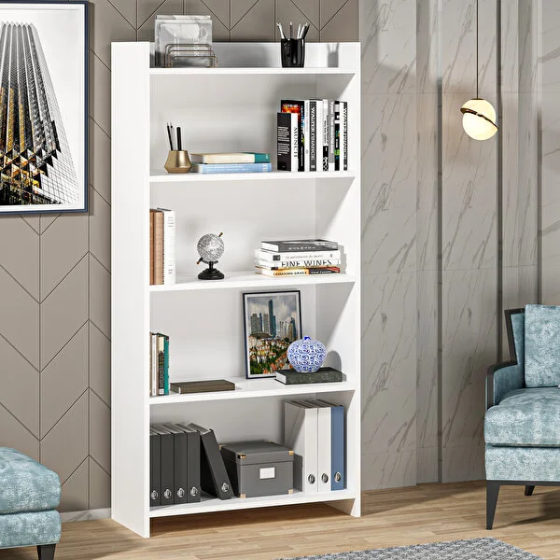 Cantek Design Amy Bookcase (60 Cm) White-White Istanbul