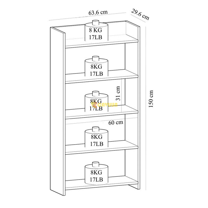 Cantek Design Amy Bookcase (60 Cm) White-White Istanbul - photo 6