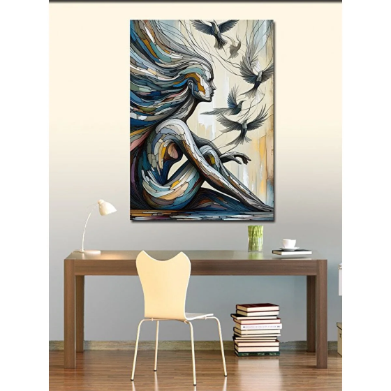 Tablomega Canvas Painting Abstract Woman And Birds 70x100 cm Istanbul