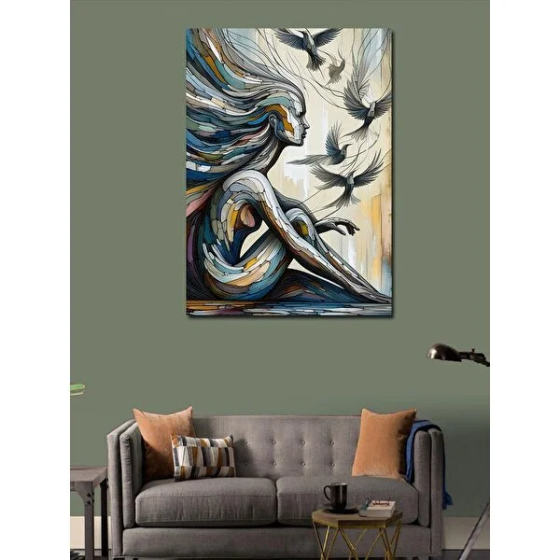 Tablomega Canvas Painting Abstract Woman And Birds 70x100 cm Istanbul