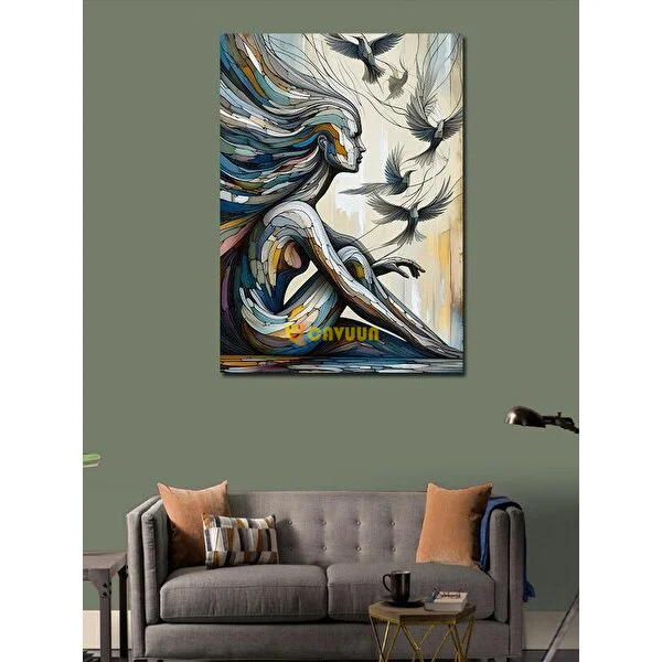 Tablomega Canvas Painting Abstract Woman And Birds 70x100 cm Istanbul - photo 3