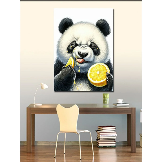 Tablomega Canvas Painting Lemon Eating Panda 100x140 cm Istanbul