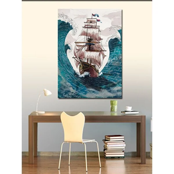 Tablomega Canvas Print Pirate Ship And Big Waves 100x140 cm Istanbul