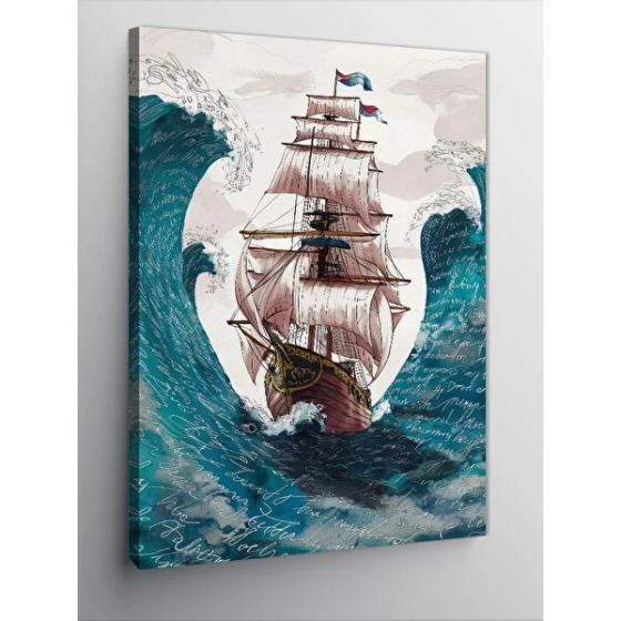 Tablomega Canvas Print Pirate Ship And Big Waves 100x140 cm Стамбул