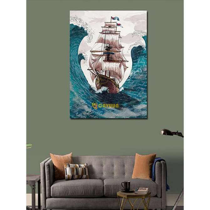 Tablomega Canvas Print Pirate Ship And Big Waves 100x140 cm Istanbul - photo 3