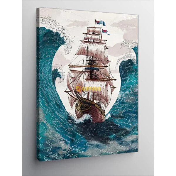 Tablomega Canvas Print Pirate Ship And Big Waves 100x140 cm Istanbul - photo 1