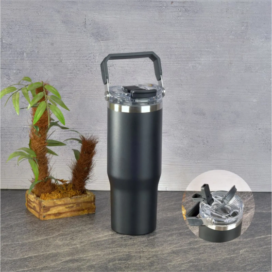 Tohana Thermos with Straw - Black - 900 ml Стамбул