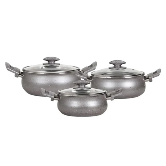 Mehtap Granite Casserole 6 Piece Cookware Set - 16 cm + 18 cm + 20 cm Istanbul