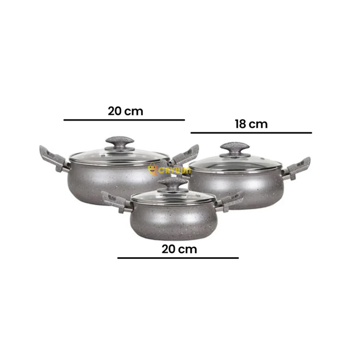 Mehtap Granite Casserole 6 Piece Cookware Set - 16 cm + 18 cm + 20 cm Istanbul - photo 2