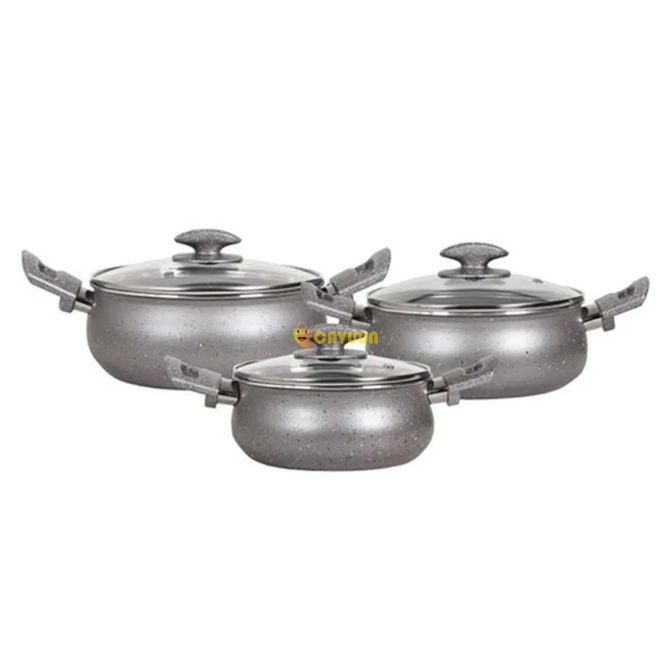 Mehtap Granite Casserole 6 Piece Cookware Set - 16 cm + 18 cm + 20 cm Istanbul - photo 1