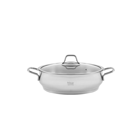 Hisar Optima Bergama Flat Steel Pot - Inox - 24 cm Стамбул