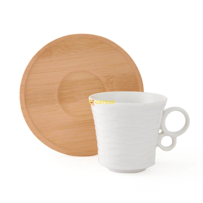 Pachi 12 Piece Bamboo Plate Porcelain Coffee Cup Set - White Istanbul - photo 4