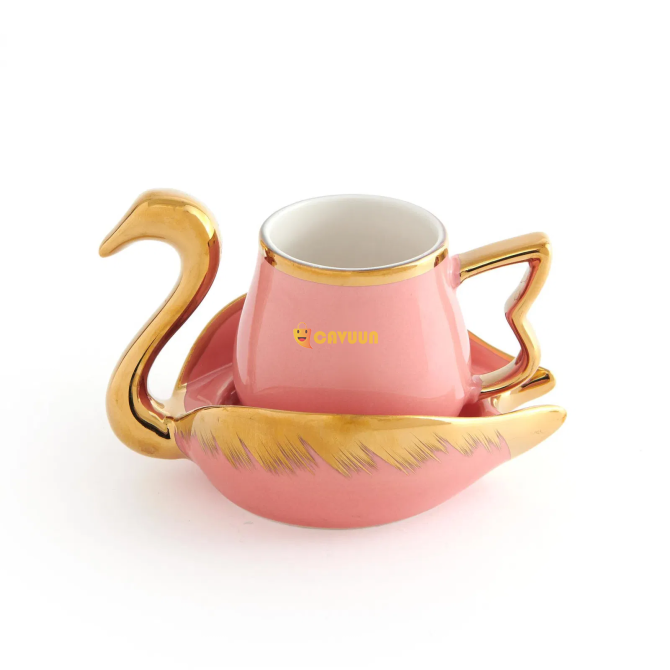 Perotti Set of 2 Gold Swan Coffee Cups - Pink - 90 ml Istanbul - photo 3