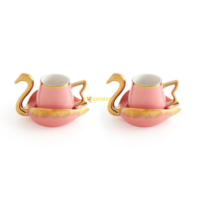 Perotti Set of 2 Gold Swan Coffee Cups - Pink - 90 ml Istanbul - photo 2