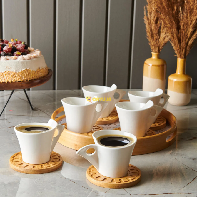 Pachi Belina 12 Piece Bamboo Plate Tea Cup Set - White Istanbul - photo 1