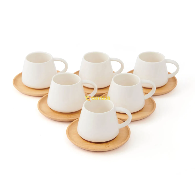 Benante Bamboo Stand 6 Piece Porcelain Cup Set Istanbul - photo 5