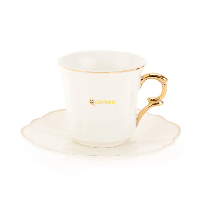 Benante Porcelain Gold Rim 12 Piece Coffee Cup Set - White Istanbul - photo 2