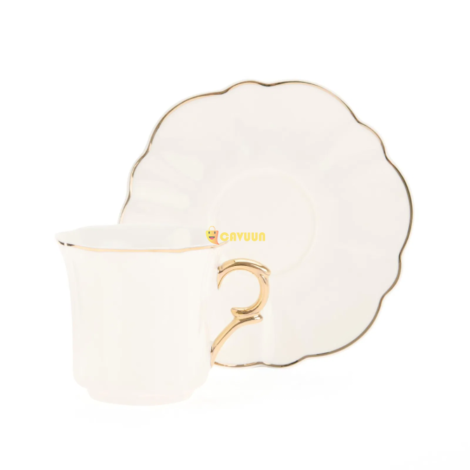 Benante Porcelain Gold Rim 12 Piece Coffee Cup Set - White Istanbul - photo 3