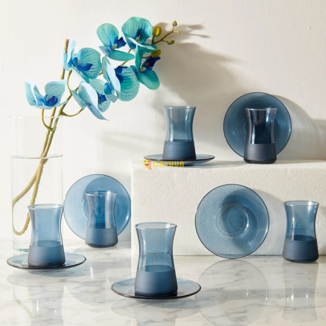 Rakle Matte 12 Piece Tea Set - Blue - 132 ml Istanbul - photo 1