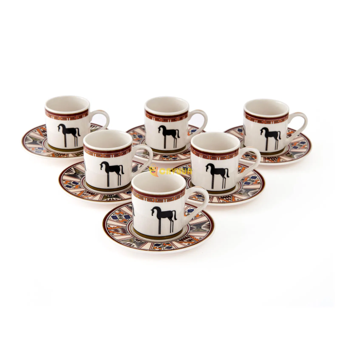 Porsima Horse 12 Piece Coffee Cup Set - Colorful - 100 ml Istanbul - photo 6