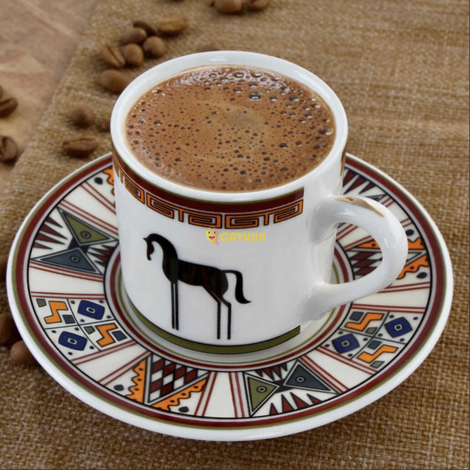 Porsima Horse 12 Piece Coffee Cup Set - Colorful - 100 ml Istanbul - photo 2